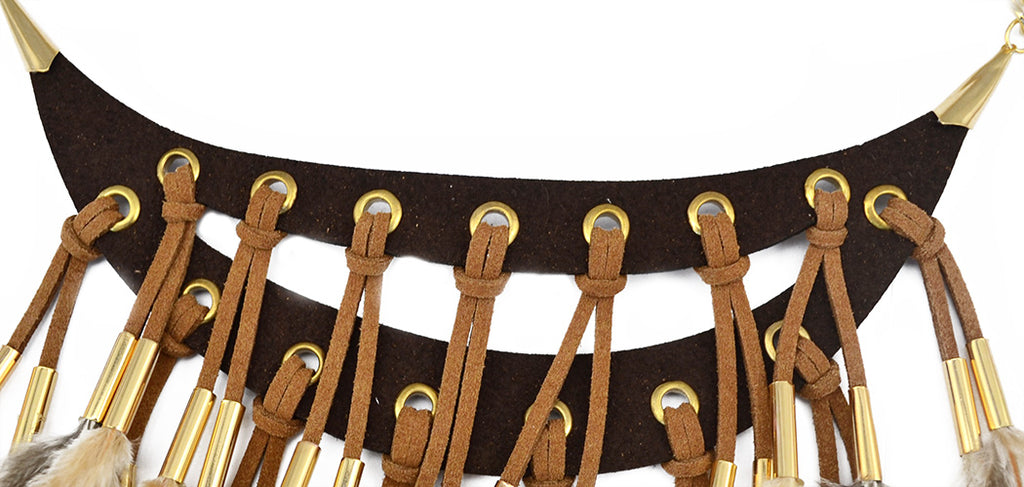 Black Brown Long Feather Pendants Indian Ethnic Necklace Vintage Bohemia African Hyperbole Hippie Charm Collar Statement Jewelry