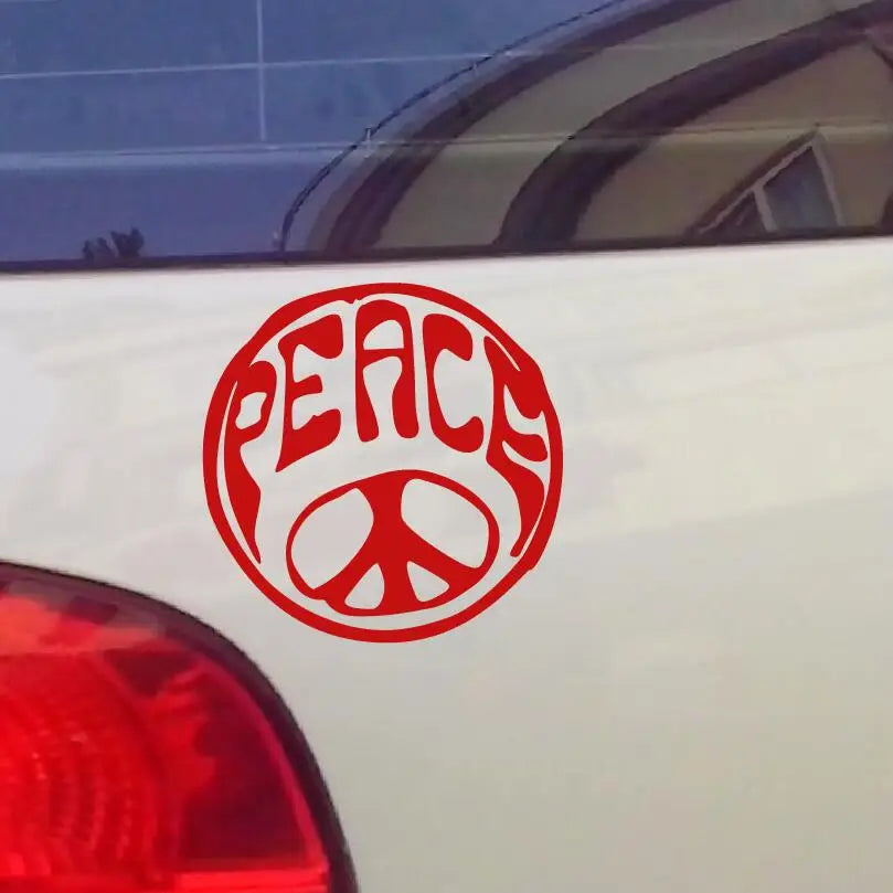 Peace Circle Sticker Love Peace Car Sticker Decal 4.5" * 4.5" (black / Silver White / Yellow / Red )