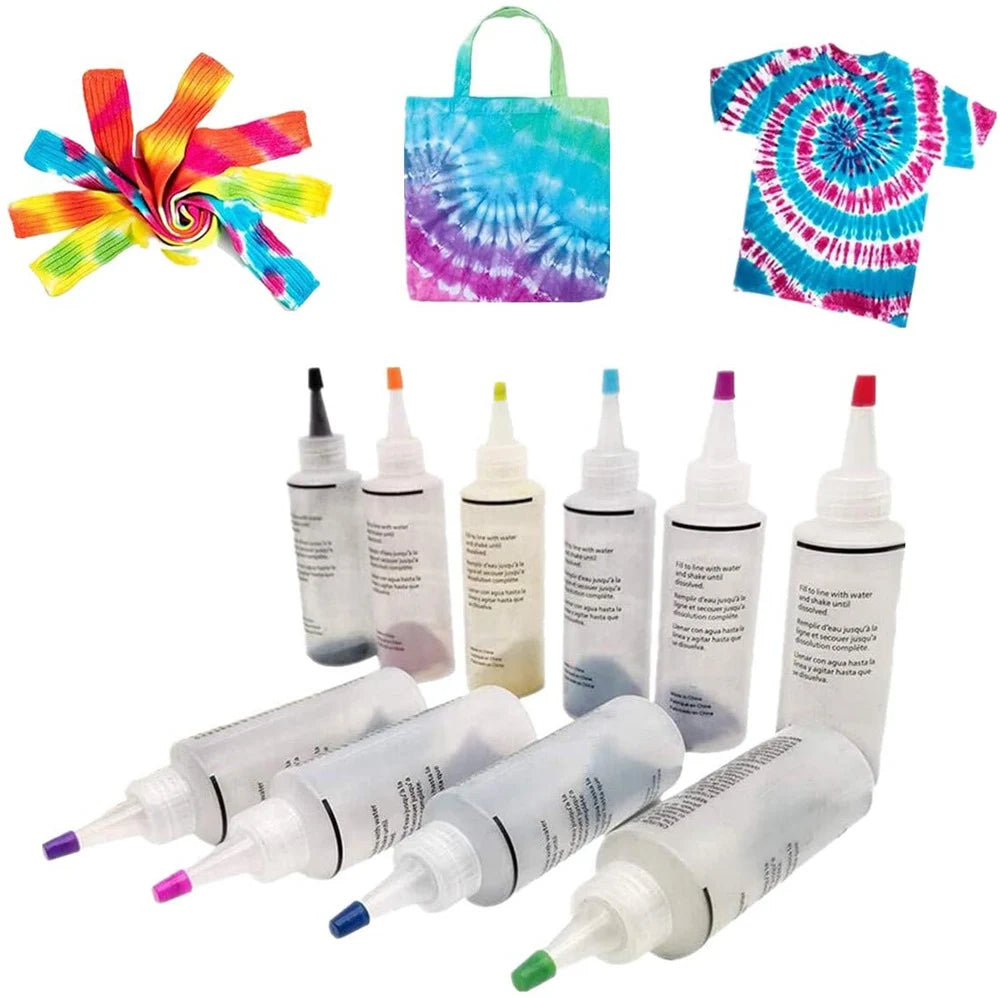 Tie Dye Kit 6/8/10colors Textile Fabric Paints Colorful Tie Dying With Rubber Bands Gloves DIY Clothing Graffiti Dye Paint Kit