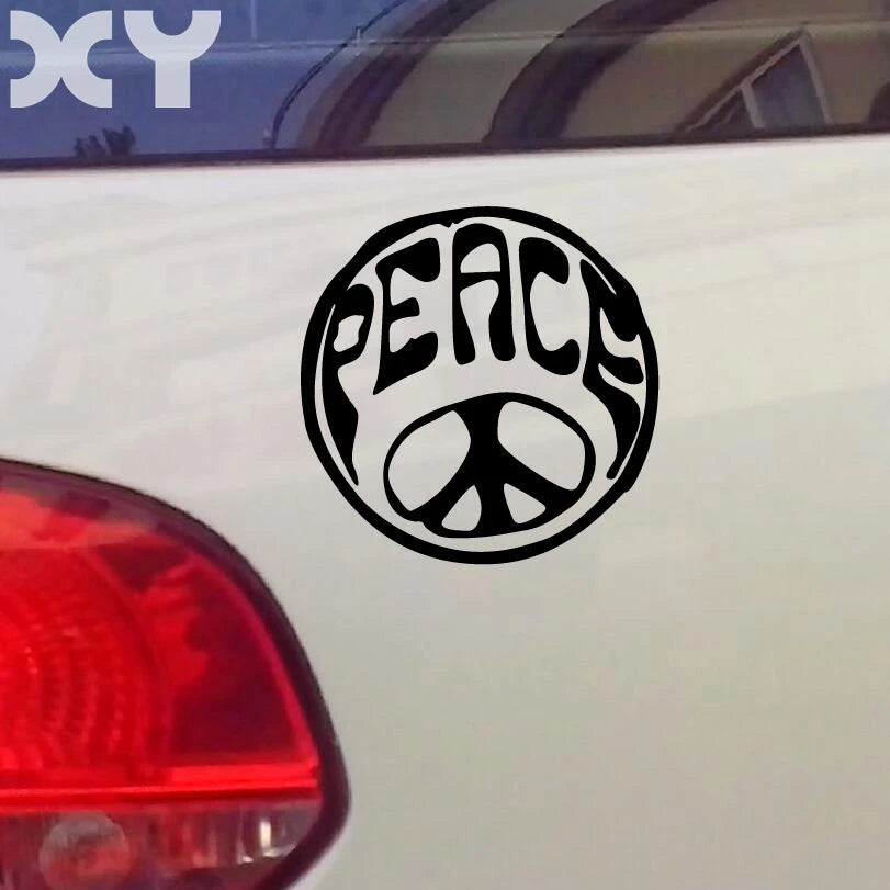 Peace Circle Sticker Love Peace Car Sticker Decal 4.5" * 4.5" (black / Silver White / Yellow / Red )