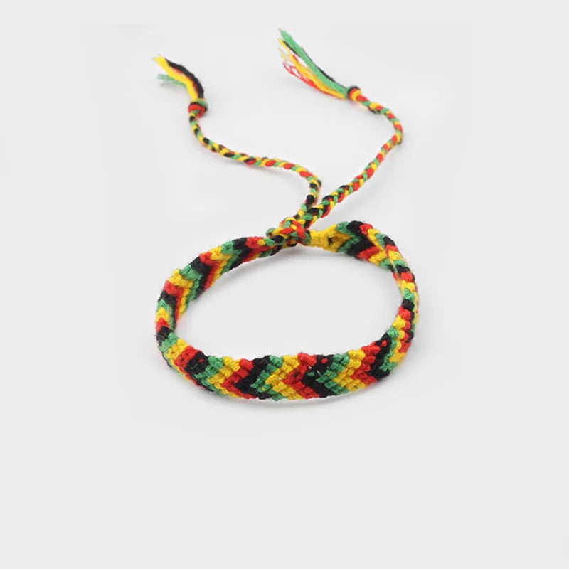 2pcs/lot Rasta Wristband Friendship Bracelet Cotton Silk Reggae Jamaica Surfer Hippie Bob Hobo Bracelets Gift