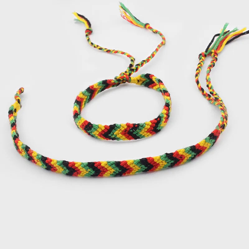 2pcs/lot Rasta Wristband Friendship Bracelet Cotton Silk Reggae Jamaica Surfer Hippie Bob Hobo Bracelets Gift
