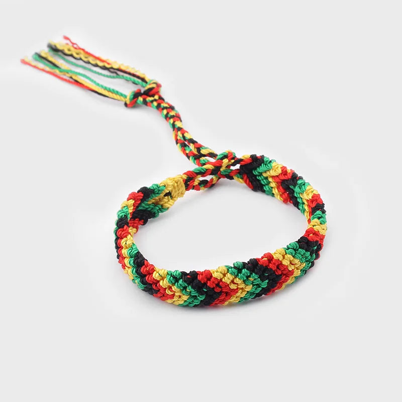 2pcs/lot Rasta Wristband Friendship Bracelet Cotton Silk Reggae Jamaica Surfer Hippie Bob Hobo Bracelets Gift