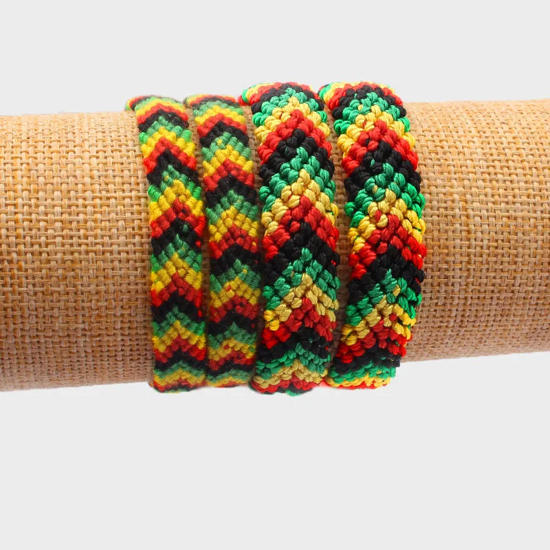 2pcs/lot Rasta Wristband Friendship Bracelet Cotton Silk Reggae Jamaica Surfer Hippie Bob Hobo Bracelets Gift