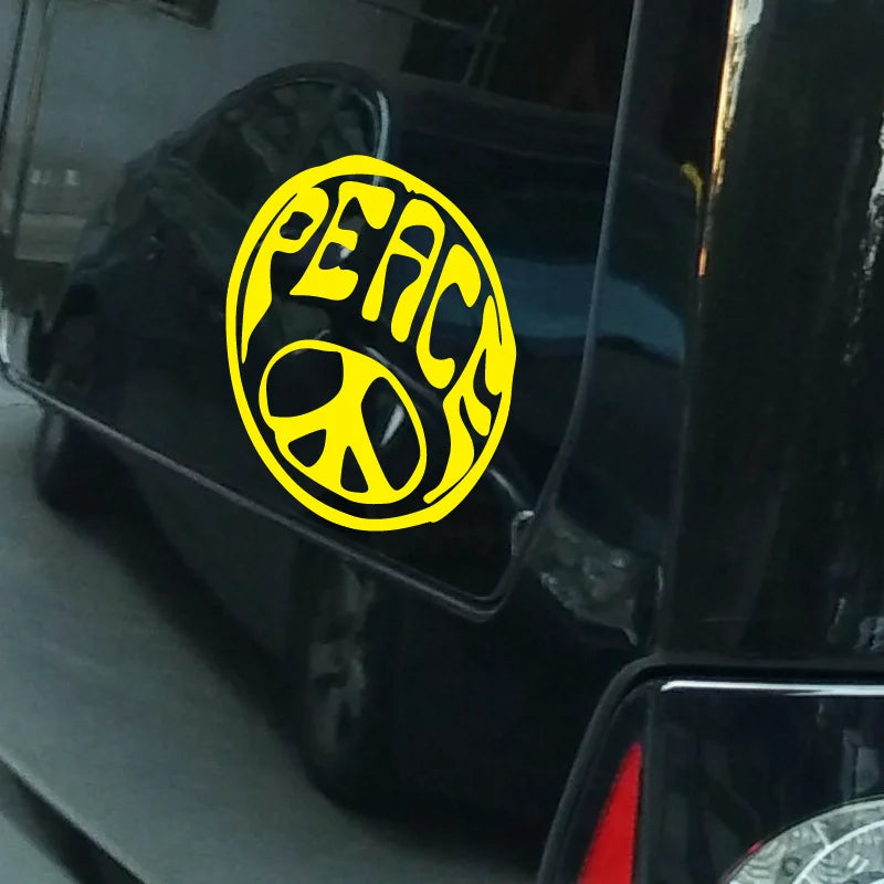 Peace Circle Sticker Love Peace Car Sticker Decal 4.5" * 4.5" (black / Silver White / Yellow / Red )