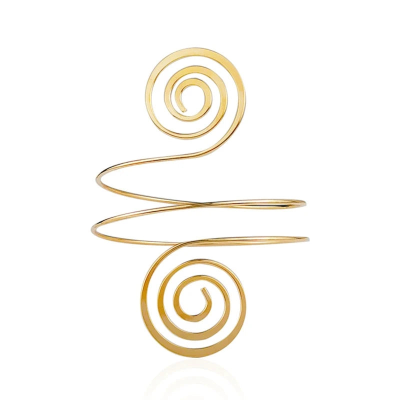 Upper Arm Bracelet Metal Coil Swirl Spiral Shape Armband Cuff Fashion Simple Arm Bangle Armlet Adjustable for Women Girl