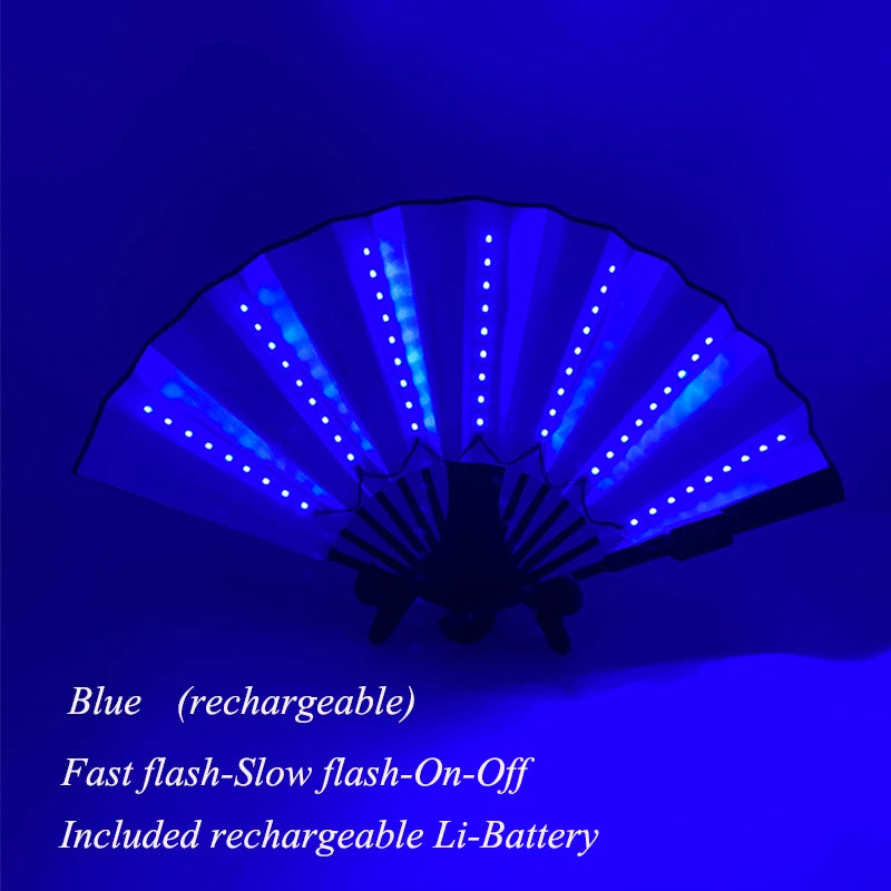 Holiday Carnival party lighting supplies  LED neon light rave fan  folding luminous fan wedding hand fan glowing in the party