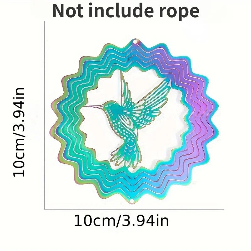 3D Rotating Hummingbird Hanging Ornament Wind Chime Art Deco Style Garden Decoration Wind Spinner