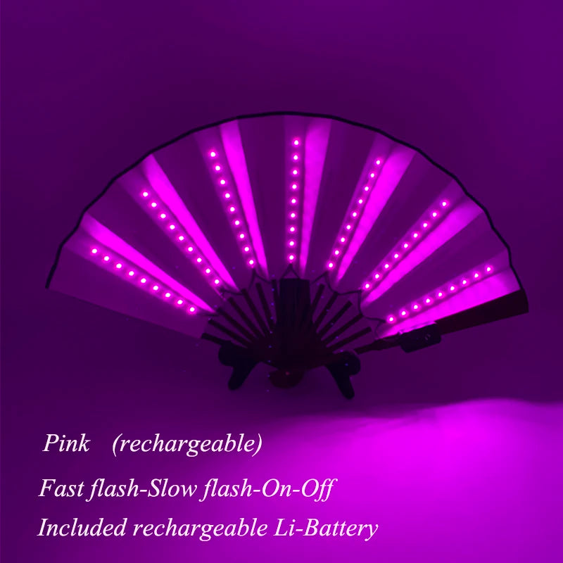 Holiday Carnival party lighting supplies  LED neon light rave fan  folding luminous fan wedding hand fan glowing in the party