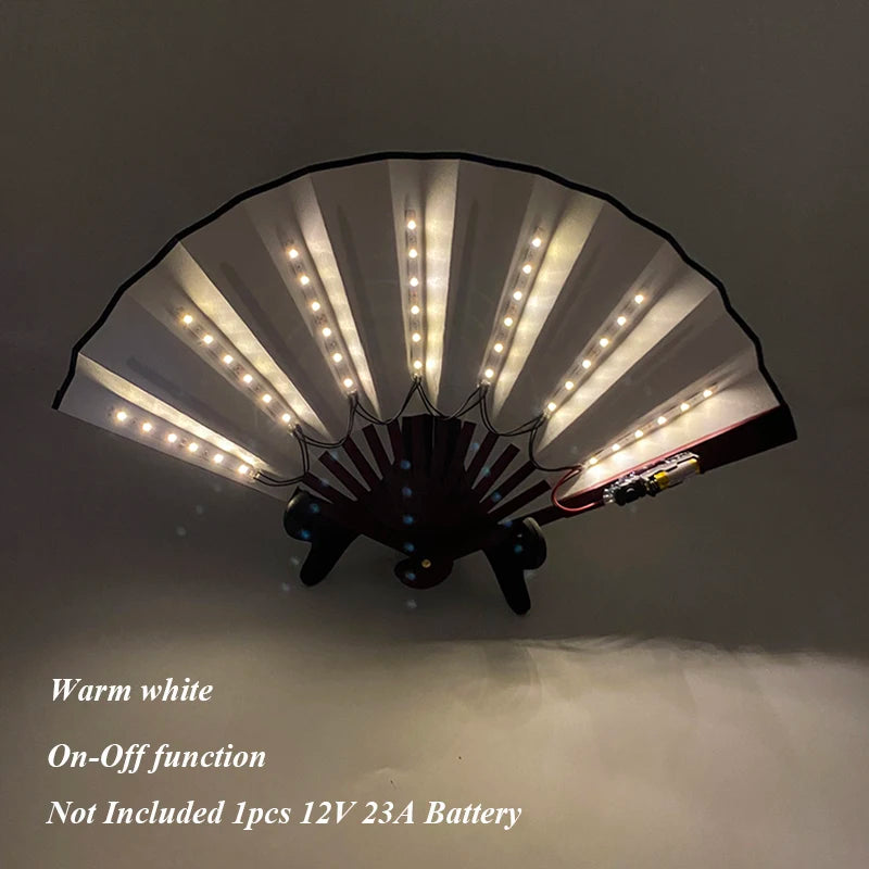 Holiday Carnival party lighting supplies  LED neon light rave fan  folding luminous fan wedding hand fan glowing in the party
