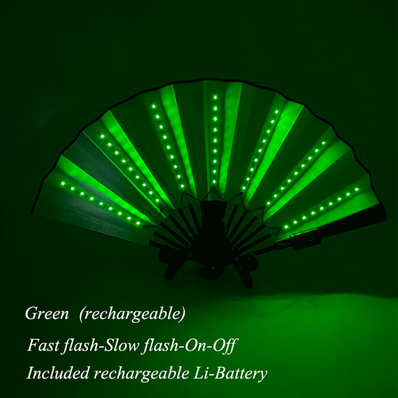 Holiday Carnival party lighting supplies  LED neon light rave fan  folding luminous fan wedding hand fan glowing in the party