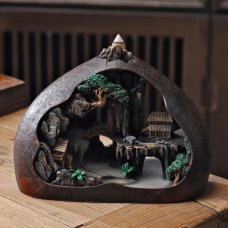 Incense Burner Household Indoor Incense Art with Zen-like Atmosphere Landscape Decoration Listening Rain Halfway The Mountain