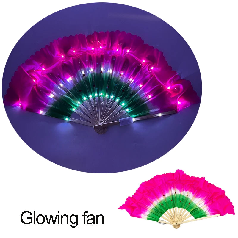 Holiday Carnival party lighting supplies  LED neon light rave fan  folding luminous fan wedding hand fan glowing in the party
