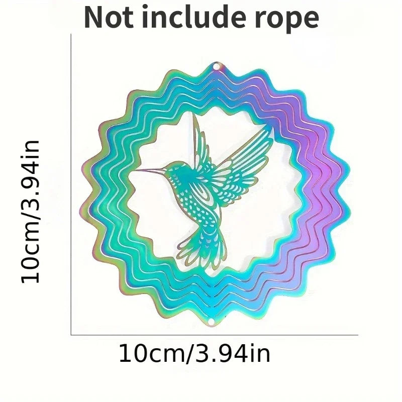 3D Rotating Hummingbird Hanging Ornament Wind Chime Art Deco Style Garden Decoration Wind Spinner