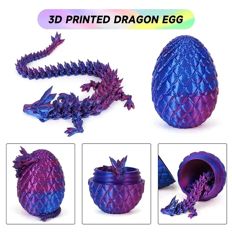 Cute 3D Printed Chinese Dragon Surprise Egg Movable Joint Articulated Dragon Mini Desktop Decoration Collectible Craft Gift