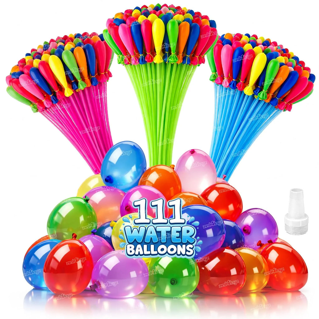 Automatic Fill Water Balloons (111Pcs): Rapid Fill Water Bombs, Self-Tie Splash Balls, Summer Outdoor Activity, Party Fun
