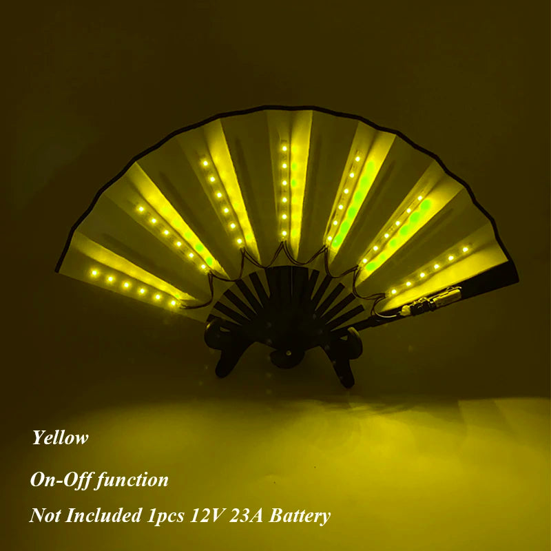 Holiday Carnival party lighting supplies  LED neon light rave fan  folding luminous fan wedding hand fan glowing in the party