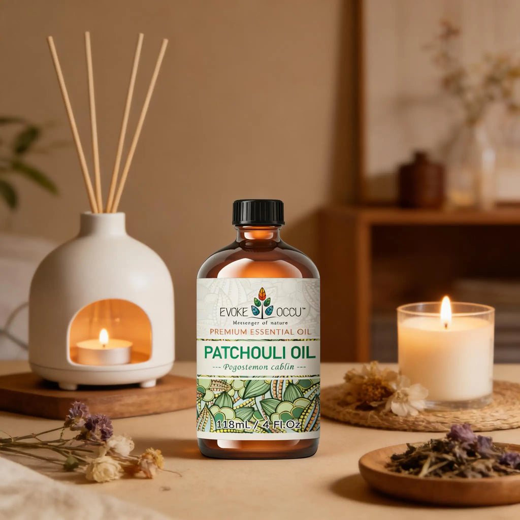EVOKE OCCU Patchouli Essential Oil, Pure Patchouli Oil for Diffuser Massage Fragrance DIY Candle Soap Making-118ML/4 Fl.Oz