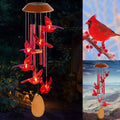 Solar Wind Chimes, Christmas Gifts for Mom & Grandma, Wooden Cardinal with Aluminum Tubes, Outdoor Garden Decor for Valentine‘s