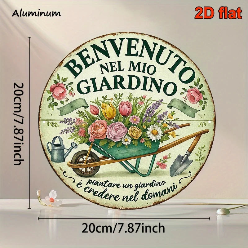 A vintage decorative sign with the design 'Welcome to My Garden,' garden-themed, a perfect choice for room decoration