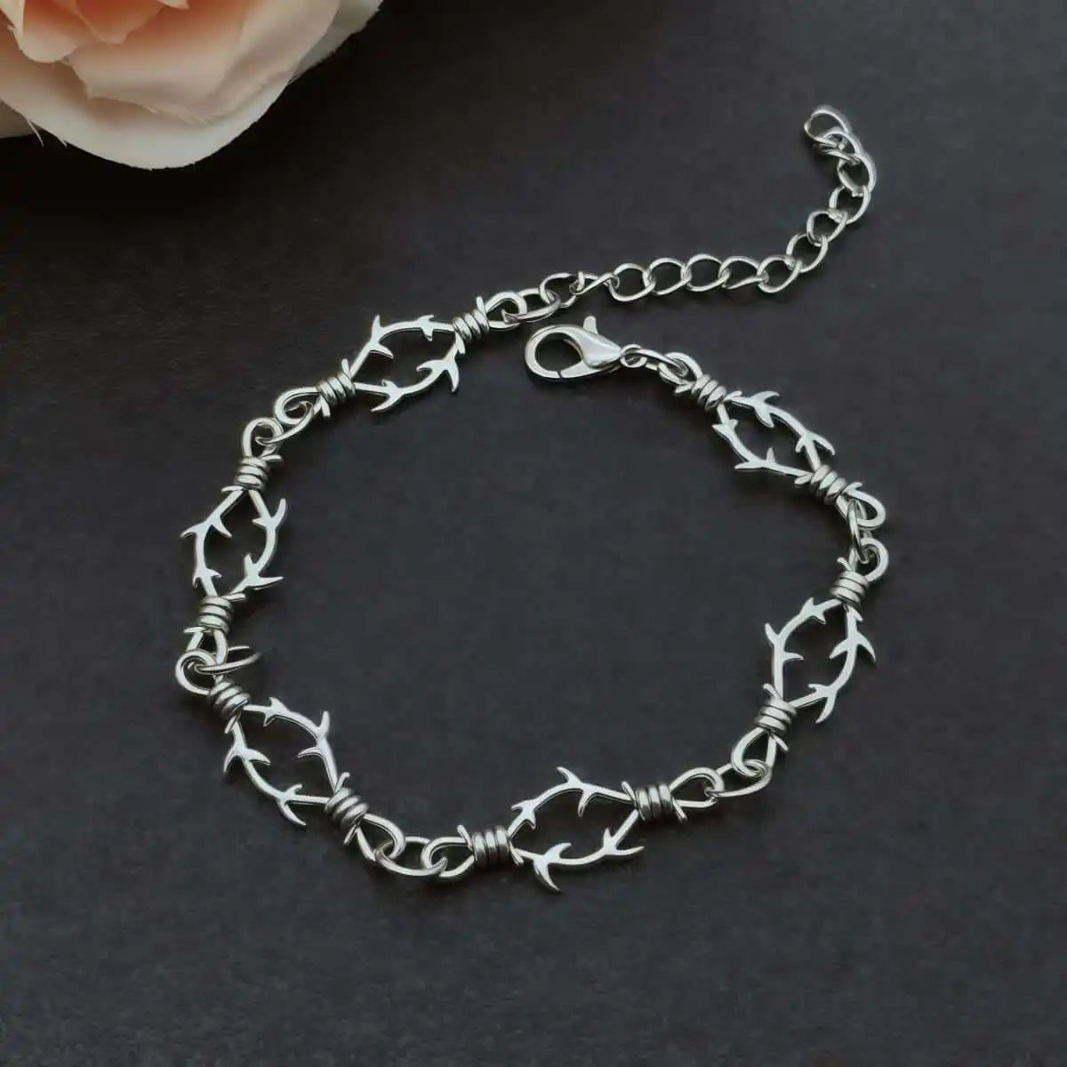 Barbed Wire Bracelet,Gothic Jewelry,Punk Accessories,Y2k,Hippie,Rock,Spike Chain,Adjustable,Exaggerated,For Women Man