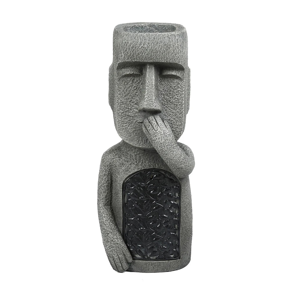 See Hear Speak No Evil Garden Easter Island Statues Creative Resin Sculpture Outdoor Decoration Home Vase Statue Decor Figurine