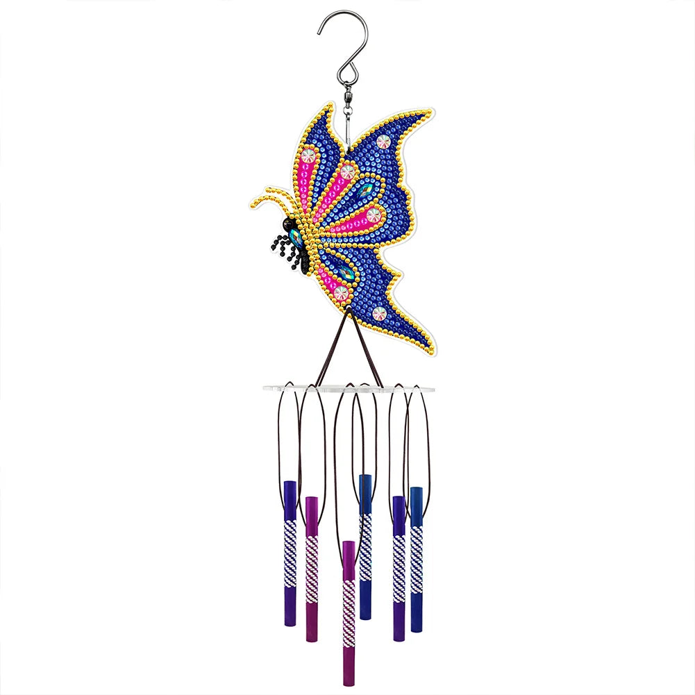 Acrylic Wind Chime Bell Pendant Diamond Painting Wind Chimes Special Shape DIY Rhinestones Wind Chime Kit for Home Garden Window