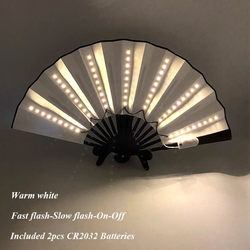 Holiday Carnival party lighting supplies  LED neon light rave fan  folding luminous fan wedding hand fan glowing in the party