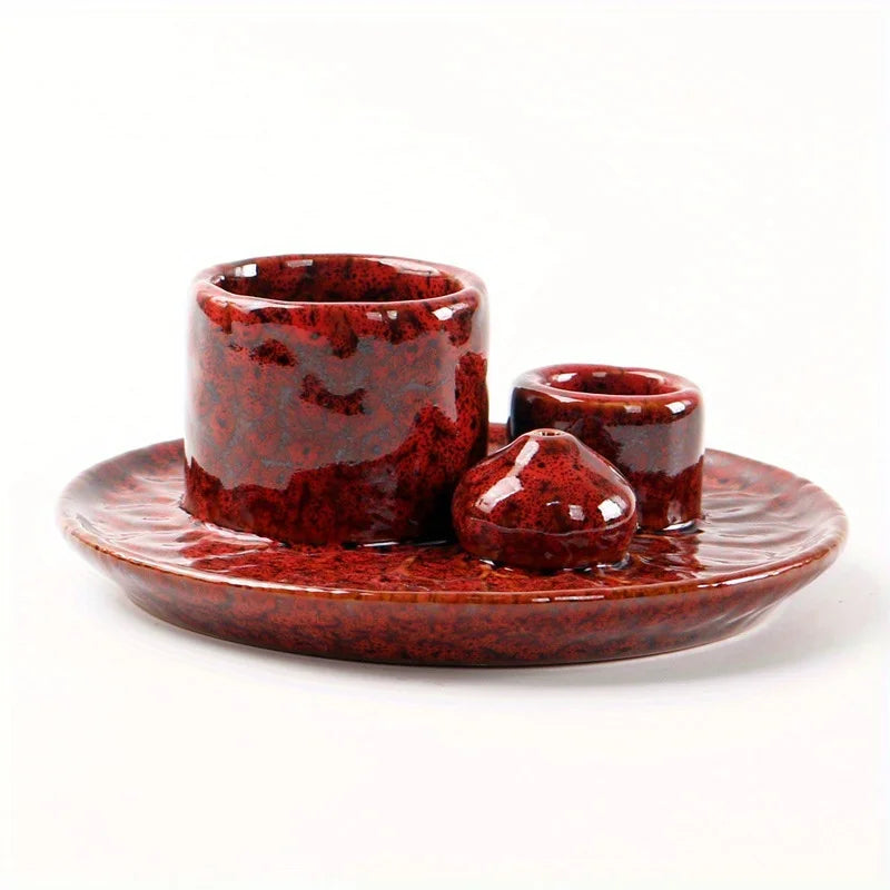 4-in-1 Ceramic Incense Burner for Aromatherapy Meditation Yoga and Home Decor Includes Sage Holder and Incense Holder for Sticks