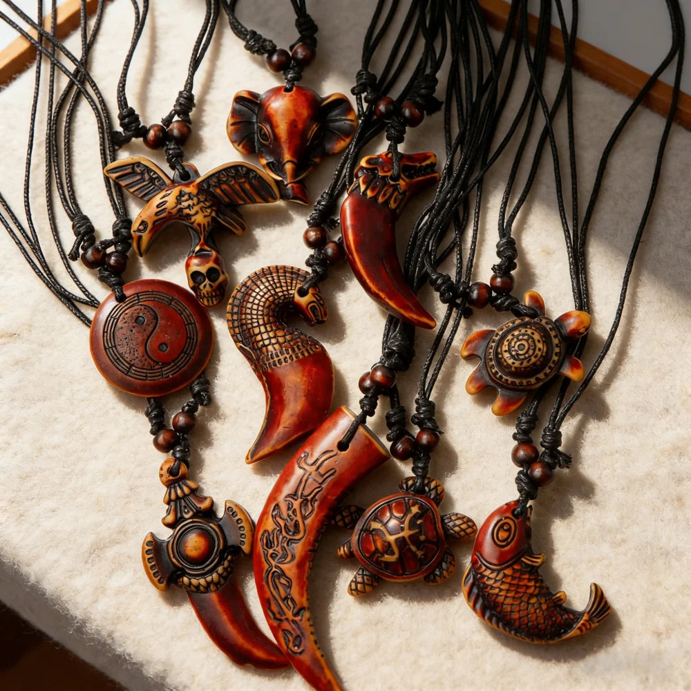 6/10/12Pcs/Lot Fashion Vintage Simple Turtle Tai Ji Fish Adjustable Necklaces For Men Women Rope Chain Jewelry Accessories Gifts