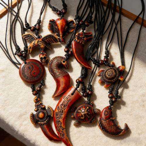 6/10/12Pcs/Lot Fashion Vintage Simple Turtle Tai Ji Fish Adjustable Necklaces For Men Women Rope Chain Jewelry Accessories Gifts