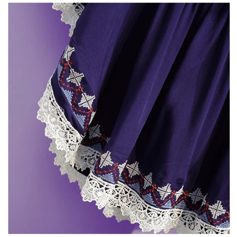 Women Summer Tees Retro Boho Style Embroidery Blouses Cloak Top Loose Cotton Lace Hem Bat sleeve Kimono Shirts Blusa Feminina