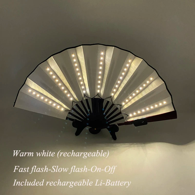 Holiday Carnival party lighting supplies  LED neon light rave fan  folding luminous fan wedding hand fan glowing in the party