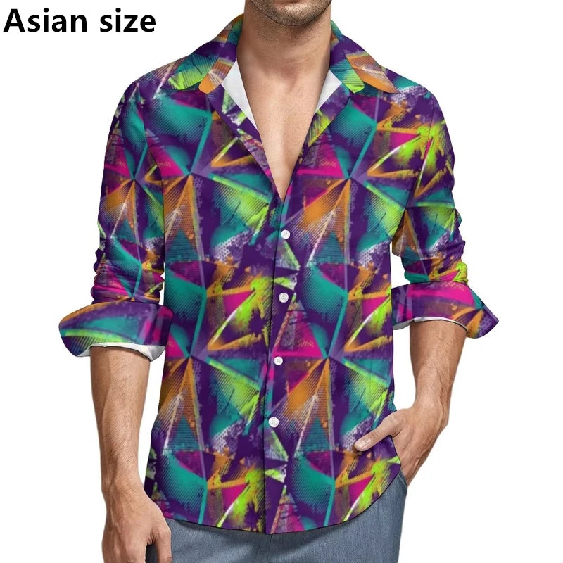 Tie-dye 3D Printed Pattern Shirt Colorful Men Long Sleeve Shirts Spring Autumn Casual  Man Elegant Blouses Y2k Unisex Clothes