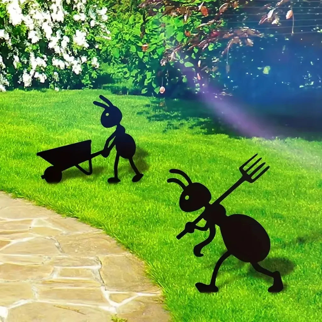HelloYoung Metal Ant Garden Ornaments Yard Art Backyard Lawn Stakes Iron Crafts Decorative Ants for Garden Decor