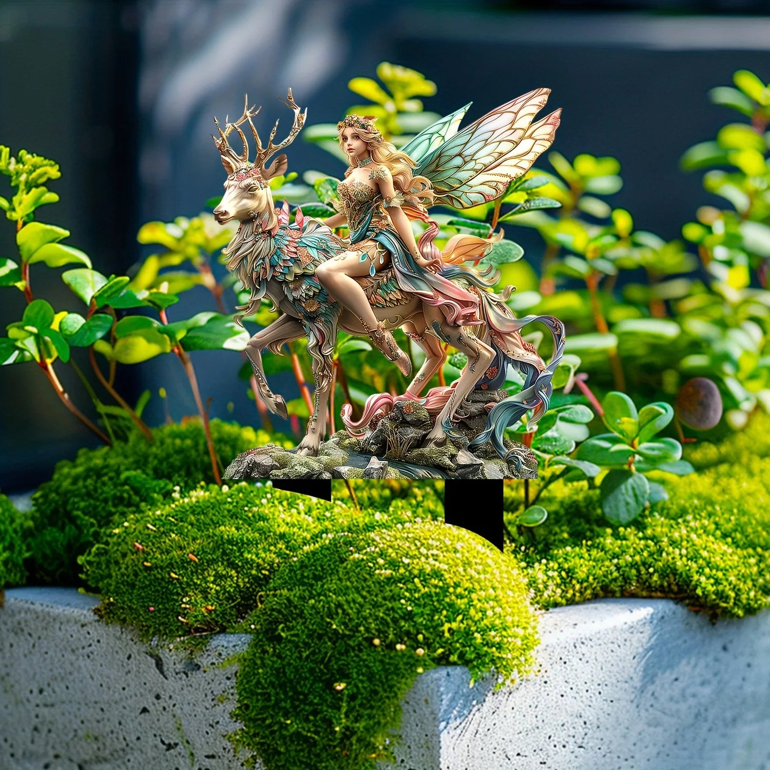 Magical Deer and Forest Elf Garden Stakes, Acrylic Garden Grounds, Pottery Plants, Decorative Scene Decoration