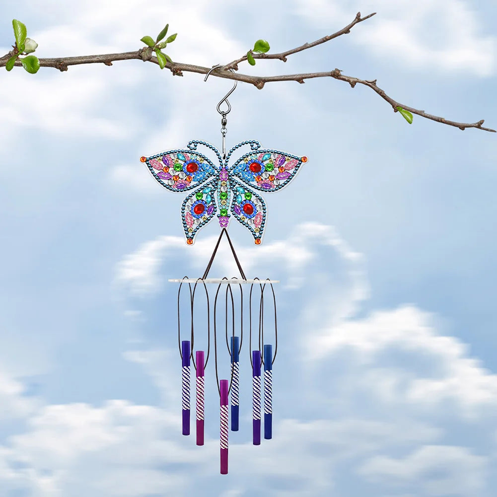 Acrylic Wind Chime Bell Pendant Diamond Painting Wind Chimes Special Shape DIY Rhinestones Wind Chime Kit for Home Garden Window