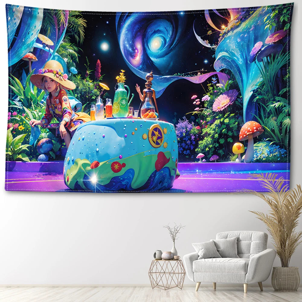 Trippy Mushroom Forest Tapestry scooby