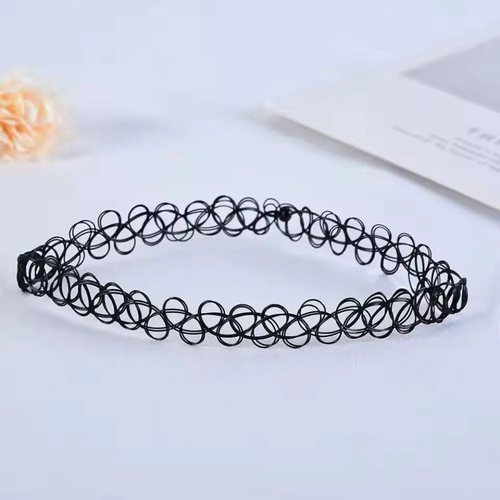 1PCS Hot Sell Vintage Hippy Stretch Tattoo Choker Necklace Elastic Chocker Necklace Fishing Line Tattoo Necklace