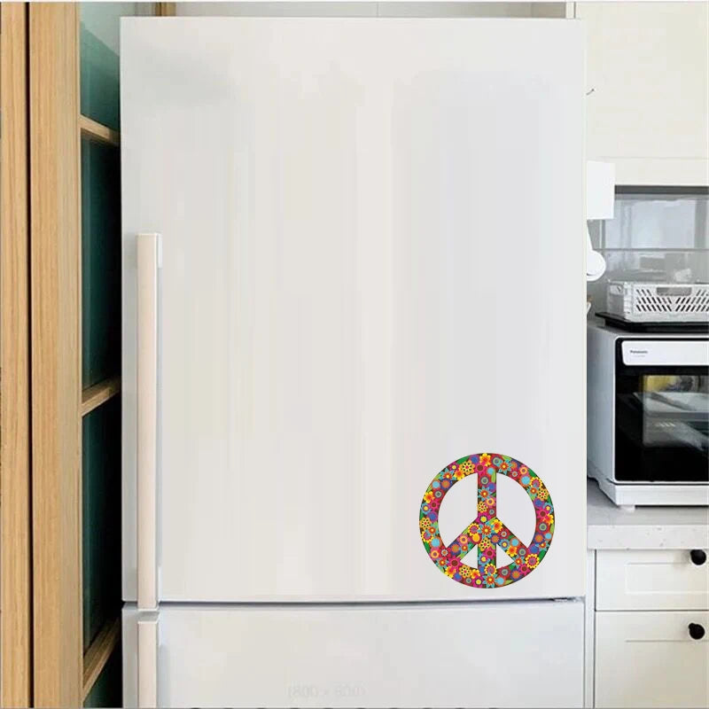 1pc Peace Sign Car Sticker, Multicolor Flowers Hippie Decal By Megan J Designs, Laptop Window Car Vinyl Sticker