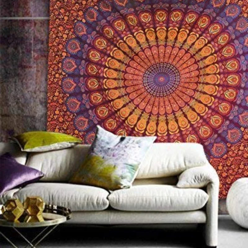 Hippie Mandala Tapestrys India Bohemian Psychedelic Bedding Decor Tapestry Aesthetic Vintage Wall Tapestry Art Tapestry Tapiz