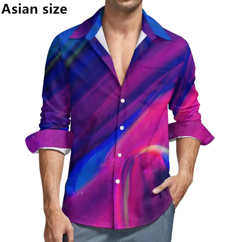 Tie-dye 3D Printed Pattern Shirt Colorful Men Long Sleeve Shirts Spring Autumn Casual  Man Elegant Blouses Y2k Unisex Clothes