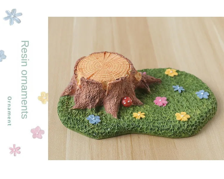 Cute Grassland Tree Hole Decoration Creative Micro Landscape Cartoon Ins Home Decoration Resin Crafts Home Decor Fairy Garden
