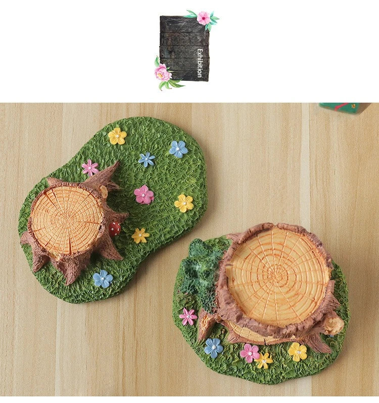 Cute Grassland Tree Hole Decoration Creative Micro Landscape Cartoon Ins Home Decoration Resin Crafts Home Decor Fairy Garden