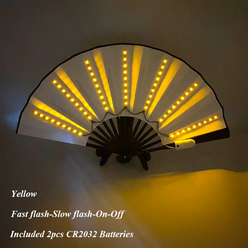 Holiday Carnival party lighting supplies  LED neon light rave fan  folding luminous fan wedding hand fan glowing in the party