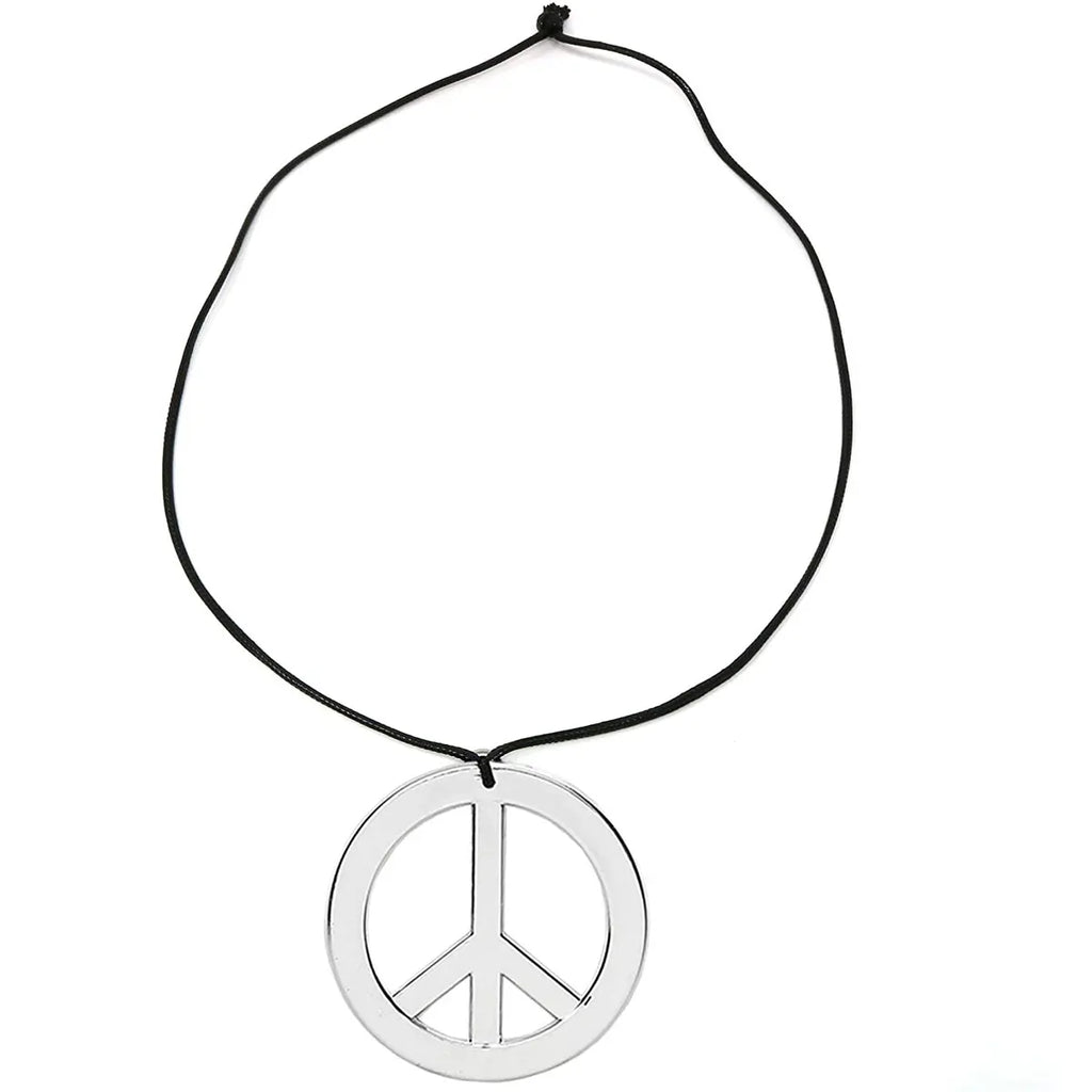 Hippie Stainless Steel Silver Peace Sign Pendant Necklace for Men Women Trendy Jewelry Gift