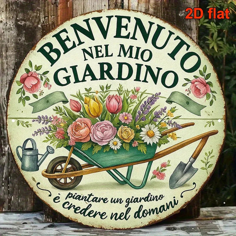 A vintage decorative sign with the design 'Welcome to My Garden,' garden-themed, a perfect choice for room decoration