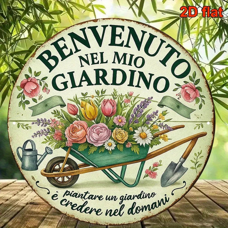 A vintage decorative sign with the design 'Welcome to My Garden,' garden-themed, a perfect choice for room decoration