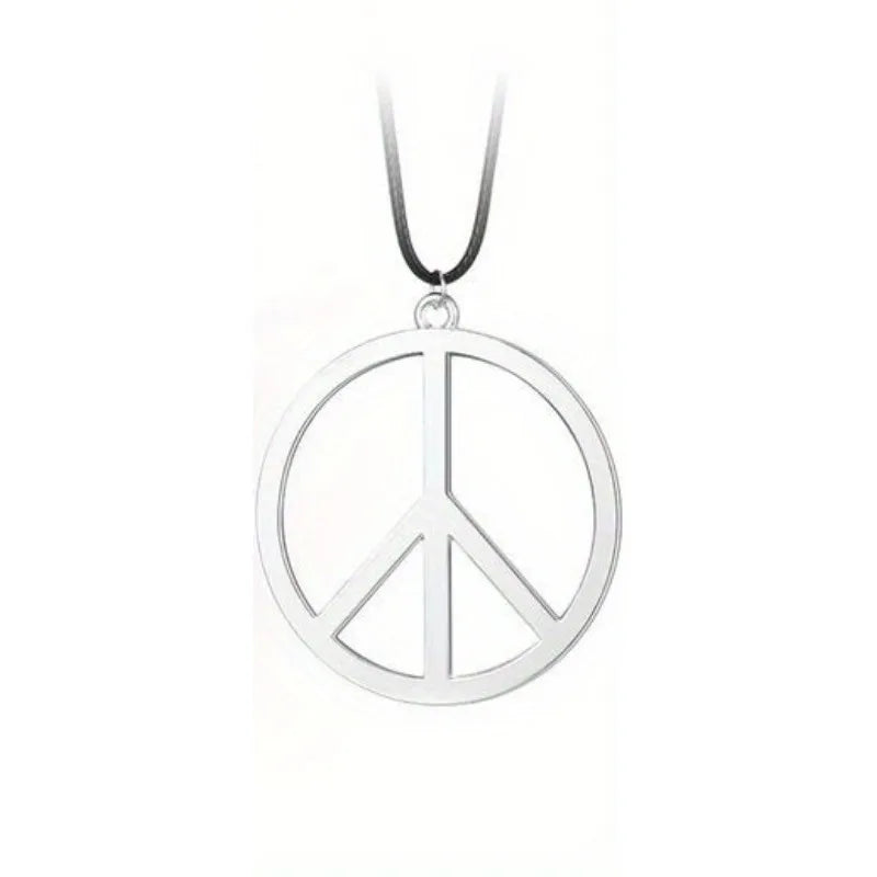 Hippie Costume Set 60's Style Circle Glasses Peace Sign Necklace Daisy Sunflower Headbands  Dressing Accessory Hippie Party