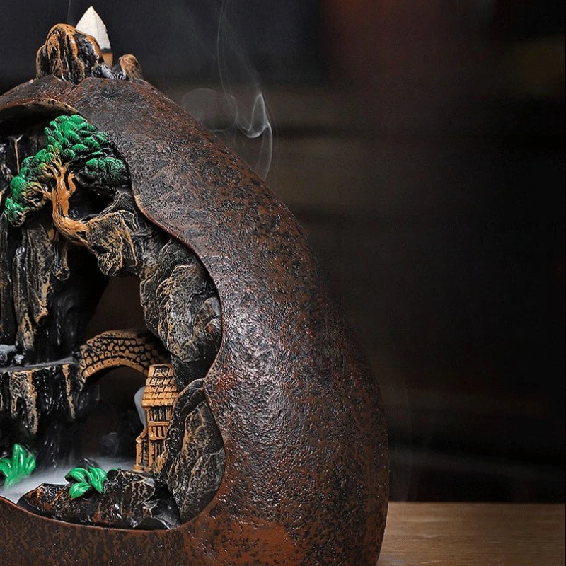 Incense Burner Household Indoor Incense Art with Zen-like Atmosphere Landscape Decoration Listening Rain Halfway The Mountain